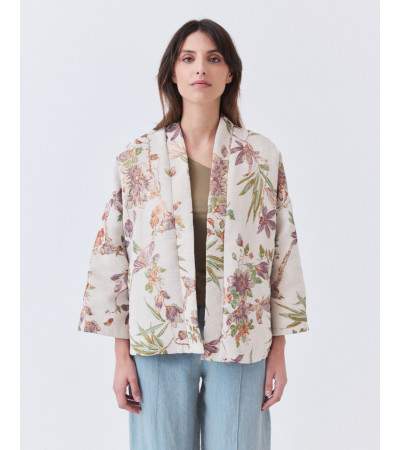 KIMONO DE FLORES LUREX CON MANGA TRES CUARTOS | MULAYA
