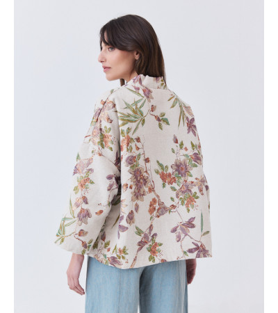 KIMONO DE FLORES LUREX CON MANGA TRES CUARTOS | MULAYA
