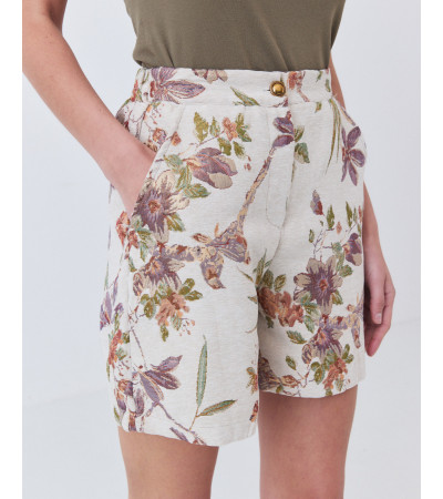 BERMUDA DE FLORES LUREX CON CINTURA ELÁSTICA | MULAYA