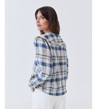 CAMISA DE CUADROS CON CUELLO BEBÉ Y ENCAJE | MULAYA