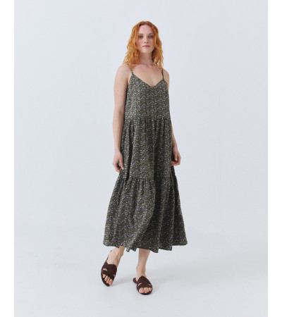 VESTIDO MIDI DE TIRANTES CON ESCOTE EN V | MULAYA