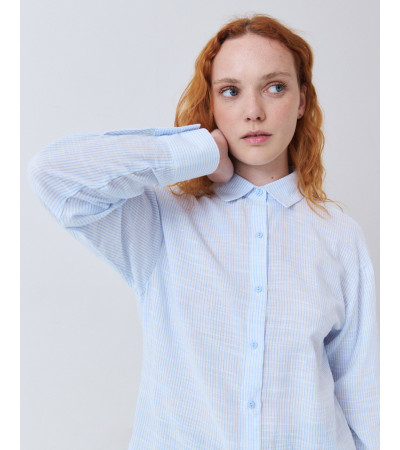 CAMISA DE ALGODÓN CON RAYAS Y CUELLO SOLAPA | MULAYA