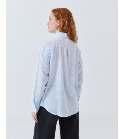 CAMISA DE ALGODÓN CON RAYAS Y CUELLO SOLAPA | MULAYA