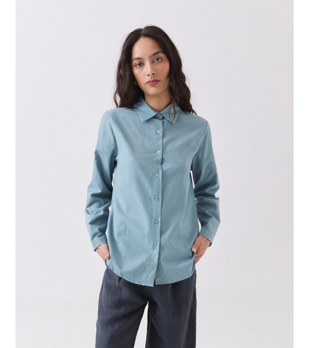 Camisa de Rayas Finas con Charreteras | MULAYA