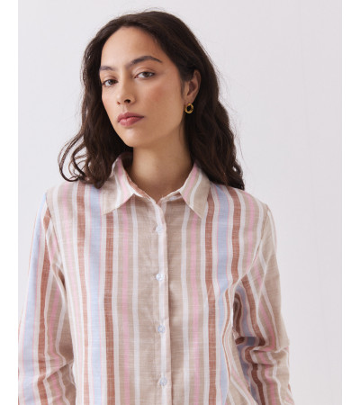 Camisa de Rayas con Charreteras | MULAYA