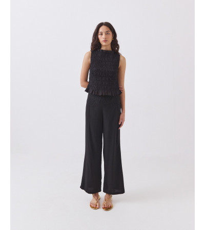 Pantalón Flare con Cintura Bordada y Cremallera | MULAYA