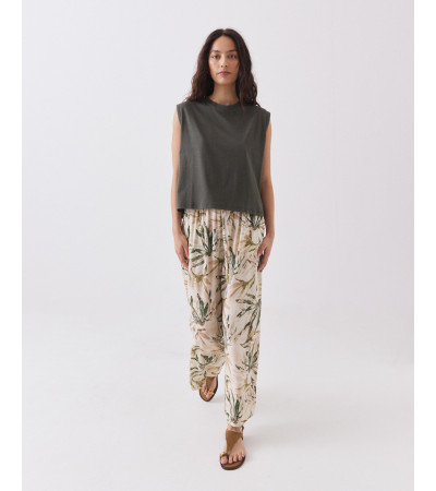 Pantalón Fluido Estampado con Lazo Frontal | MULAYA