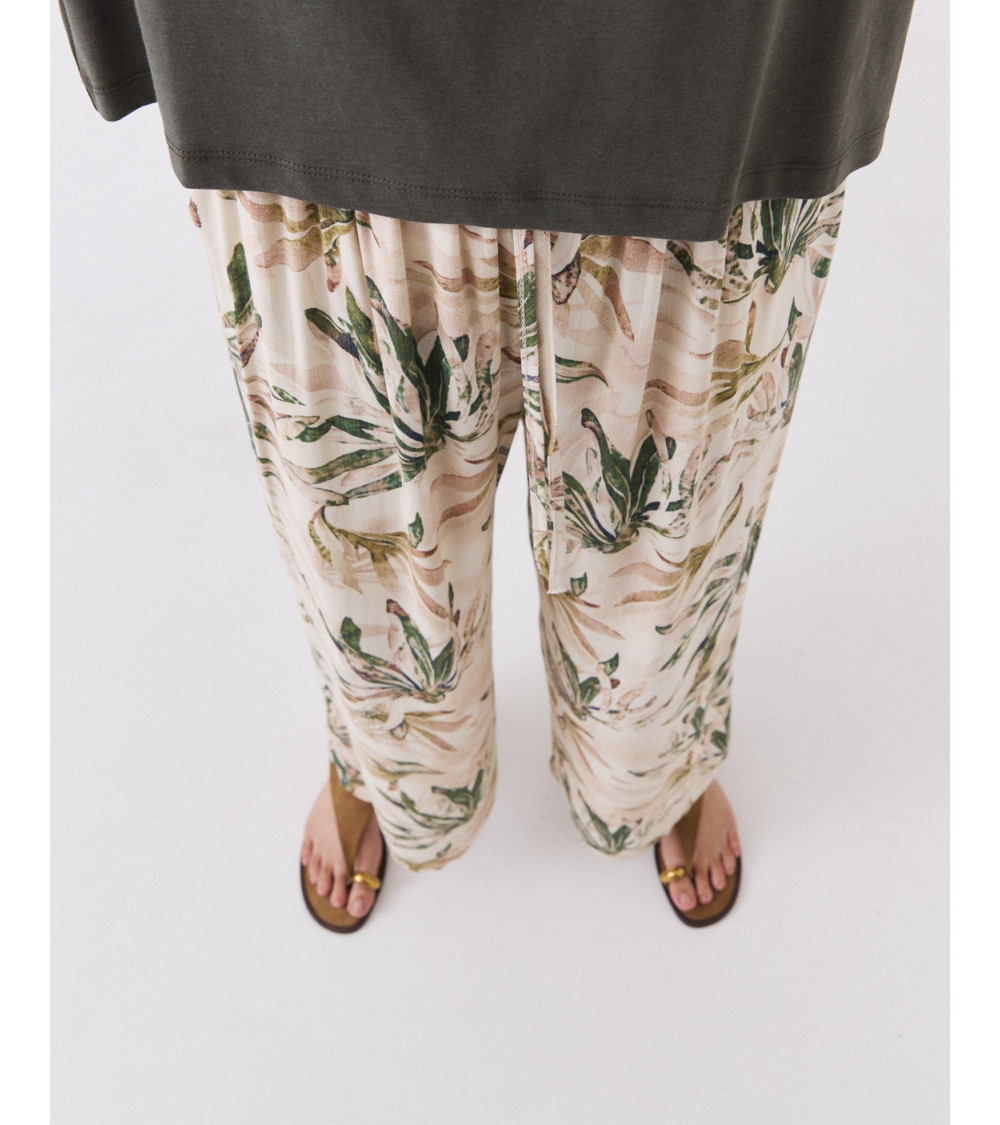 Pantalón Fluido Estampado con Lazo Frontal | MULAYA