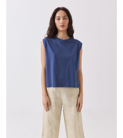 Camiseta Manga Sisa Crop Amplia Algodón Lyocell | MULAYA