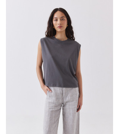 Camiseta Manga Sisa Crop Amplia Algodón Lyocell | MULAYA