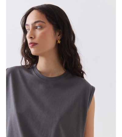 Camiseta Manga Sisa Crop Amplia Algodón Lyocell | MULAYA