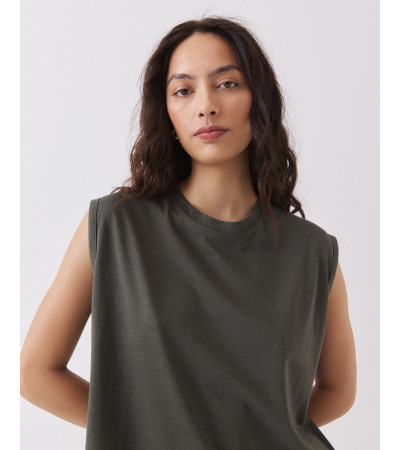 Camiseta Manga Sisa Crop Amplia Algodón Lyocell | MULAYA