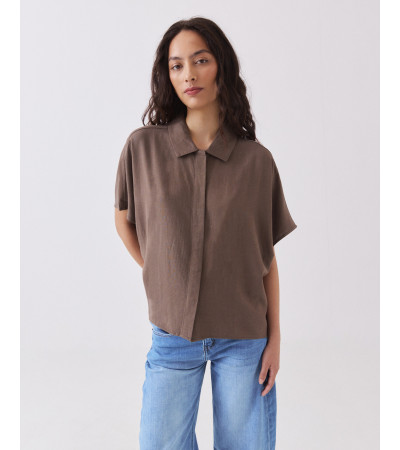 Camisa Manga Murciélago Corta con Solapa | MULAYA