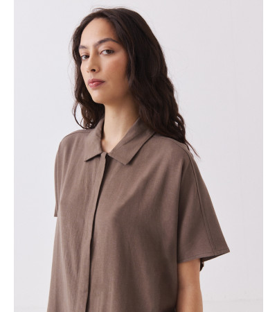 Camisa Manga Murciélago Corta con Solapa | MULAYA