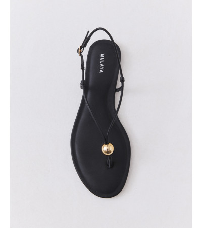 Sandalia Plana de Tiras Finas con Bolas Doradas | MULAYA