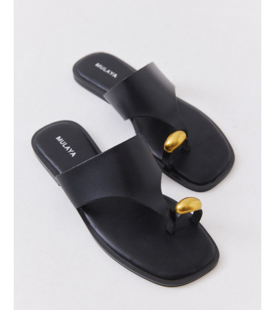 Sandalia Plana de Dedo con Joya Dorada Irrregular | MULAYA