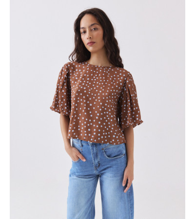 Blusa Puntos Manga Globo | MULAYA