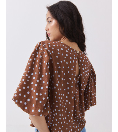 Blusa Puntos Manga Globo | MULAYA