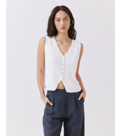 Chaleco Punto Cuello V | MULAYA