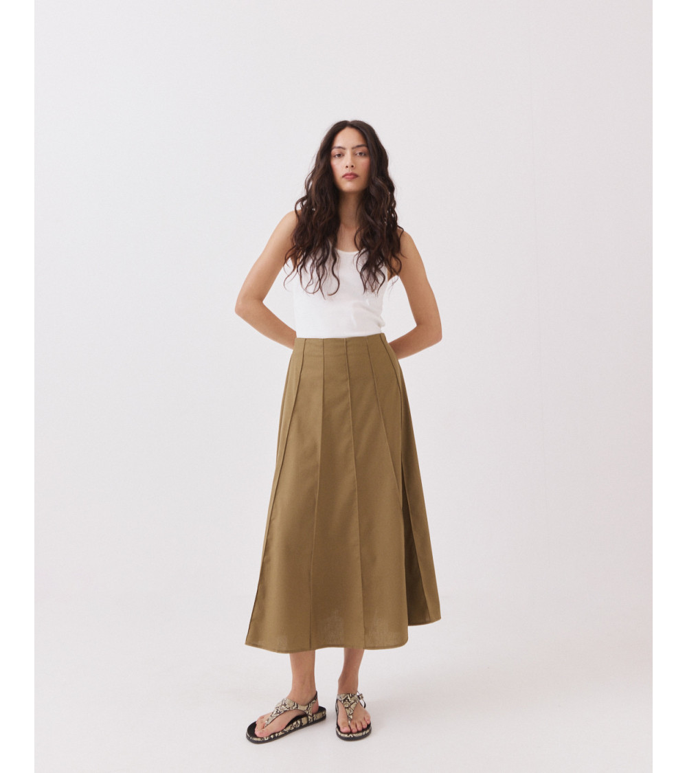 Falda Midi con Nervios y Lino | MULAYA