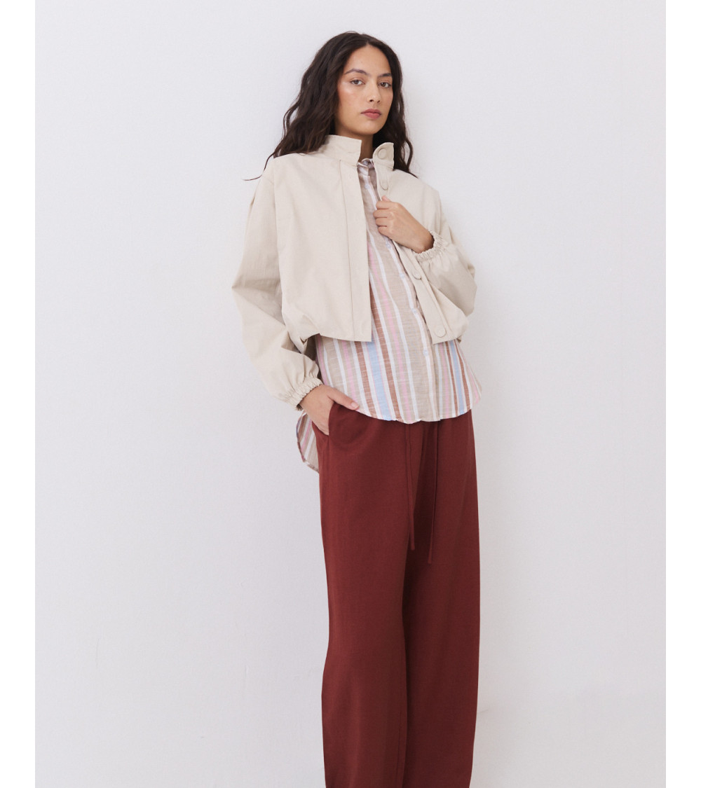 Chaqueta Bomber con Botones y Bajo Abullonado | MULAYA