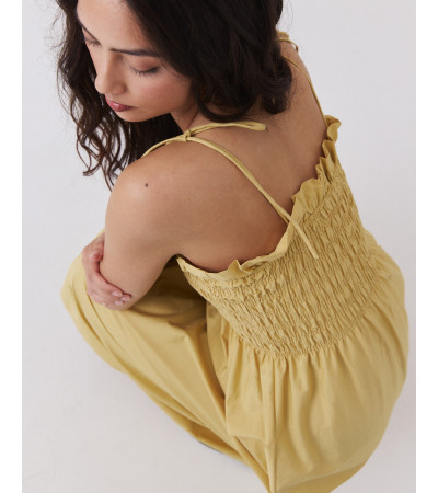 Vestido Largo Algodón Fruncidos | MULAYA