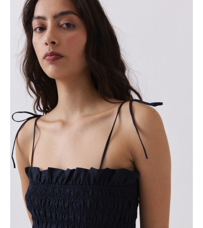 Vestido Largo Algodón Fruncidos | MULAYA