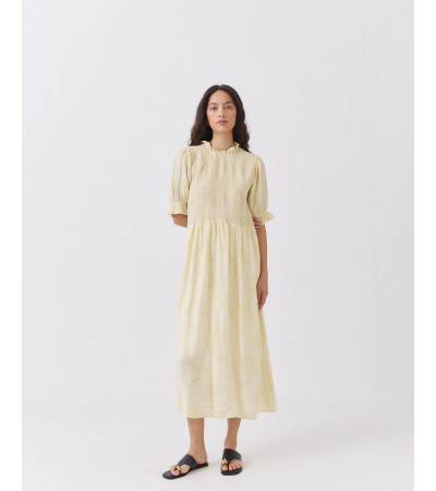 Vestido Largo Nido de Abeja y Manga Abullonada | MULAYA