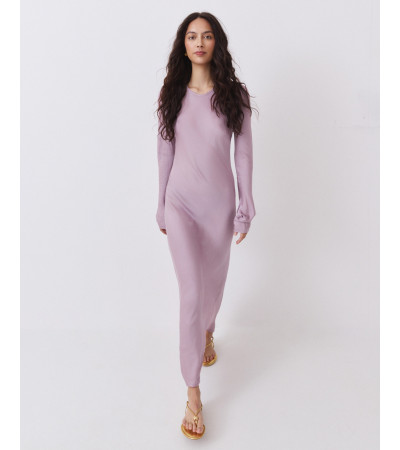 Vestido Largo Satén Cuello Redondo | MULAYA