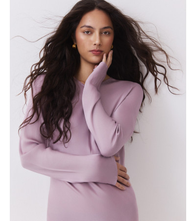 Vestido Largo Satén Cuello Redondo | MULAYA