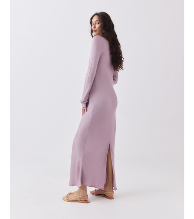 Vestido Largo Satén Cuello Redondo | MULAYA