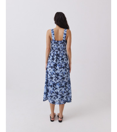 Vestido Largo Estampado con Tirantes Gruesos | MULAYA