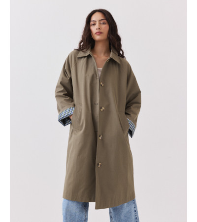 Gabardina Larga con Forro de Cuadros | MULAYA