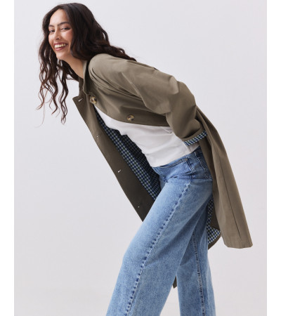 Gabardina Larga con Forro de Cuadros | MULAYA