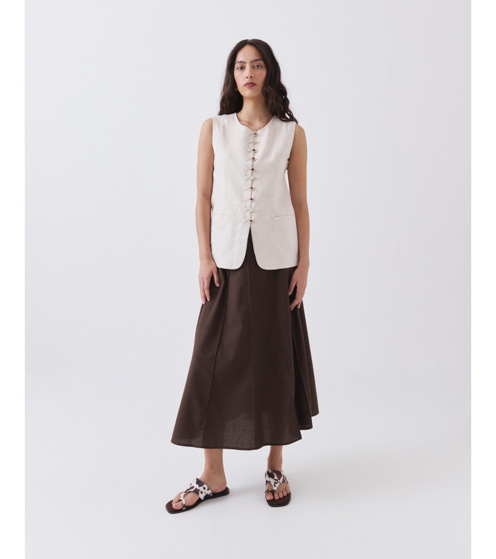 Falda Midi con Nervios y Lino | MULAYA