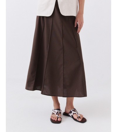 Falda Midi con Nervios y Lino | MULAYA