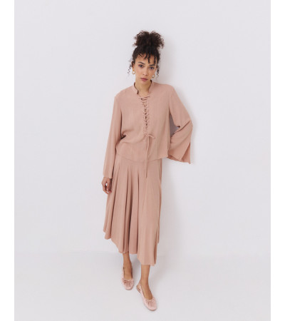 Falda Evasé Fluida con Pliegues y Cintura Elástica | MULAYA