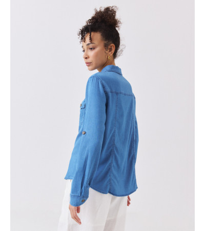 Camisa Denim con Bolsillos y Charreteras | MULAYA