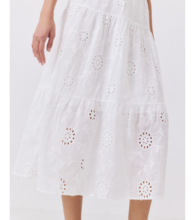 Falda Midi de Hojalillo con Volantes y Cintura Elástica | MULAYA