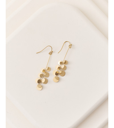 PENDIENTES LARGOS MÚLTIPLES DISCOS EN ACERO | MULAYA