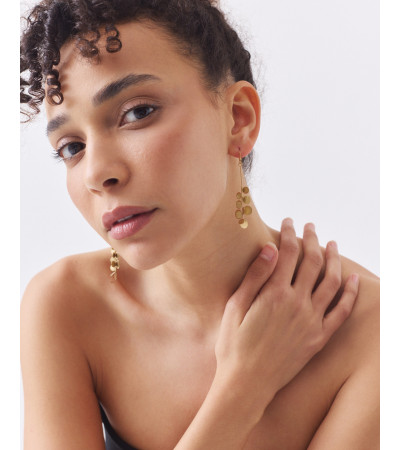 PENDIENTES LARGOS MÚLTIPLES DISCOS EN ACERO | MULAYA