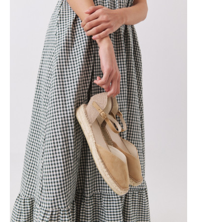 Alpargata Plana con Punta de Ante y Plataforma Yute | MULAYA