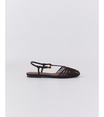 SANDALIA CANGREJERA ANTE TIRAS ENTRELAZADAS | MULAYA