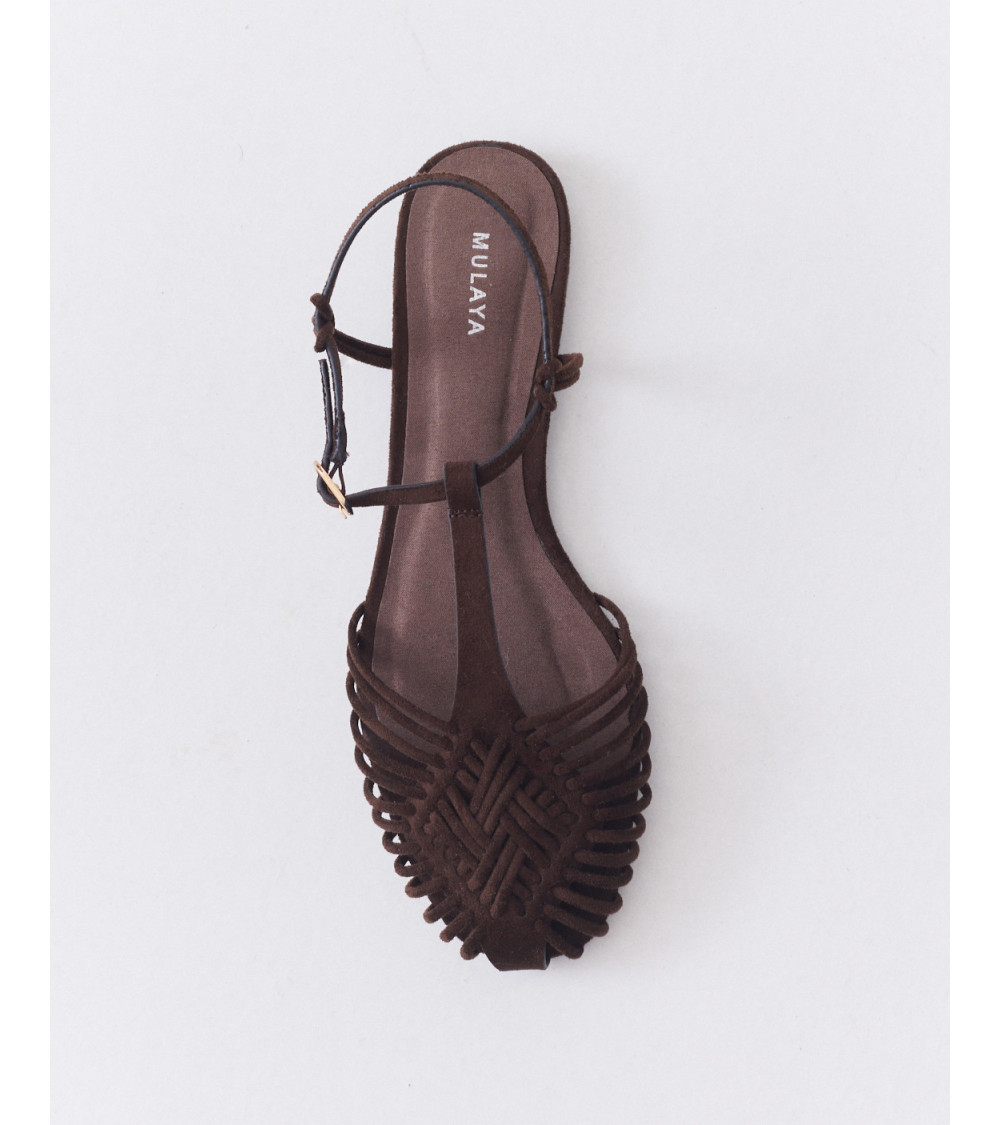 SANDALIA CANGREJERA ANTE TIRAS ENTRELAZADAS | MULAYA