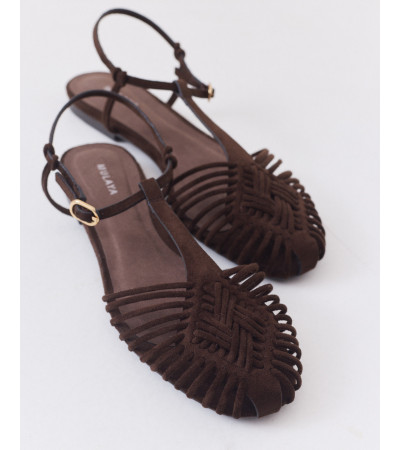 SANDALIA CANGREJERA ANTE TIRAS ENTRELAZADAS | MULAYA