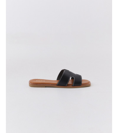 Sandalia Plana Pala "H" con Pespuntes Contraste | MULAYA