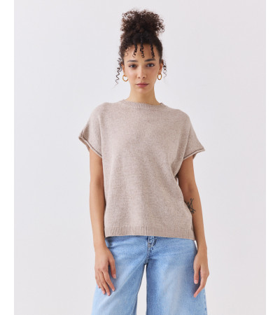 CHALECO DE PUNTO CON CUELLO REDONDO Y RIB | MULAYA