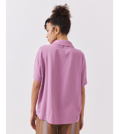 Camisa Manga Murciélago Corta con Solapa | MULAYA