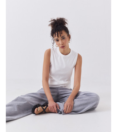 Jeans Wide Leg de Tiro Alto con Cintura Cruzada | MULAYA