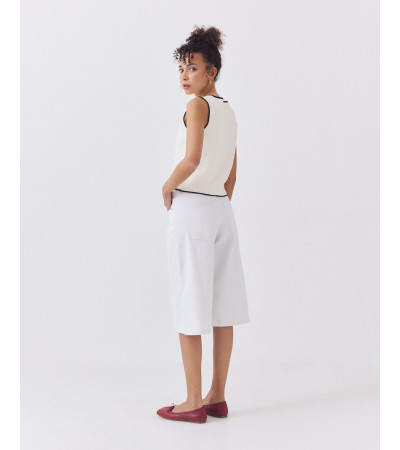 Bermuda Jorts Denim Blanca de Tiro Medio y Pernera Ancha | MULAYA